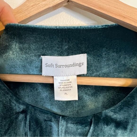 Soft Surroundings Tunic Teal (Blue-Green) Velvet Bella Rosa Tunic Large Petite - Picture 4 of 7